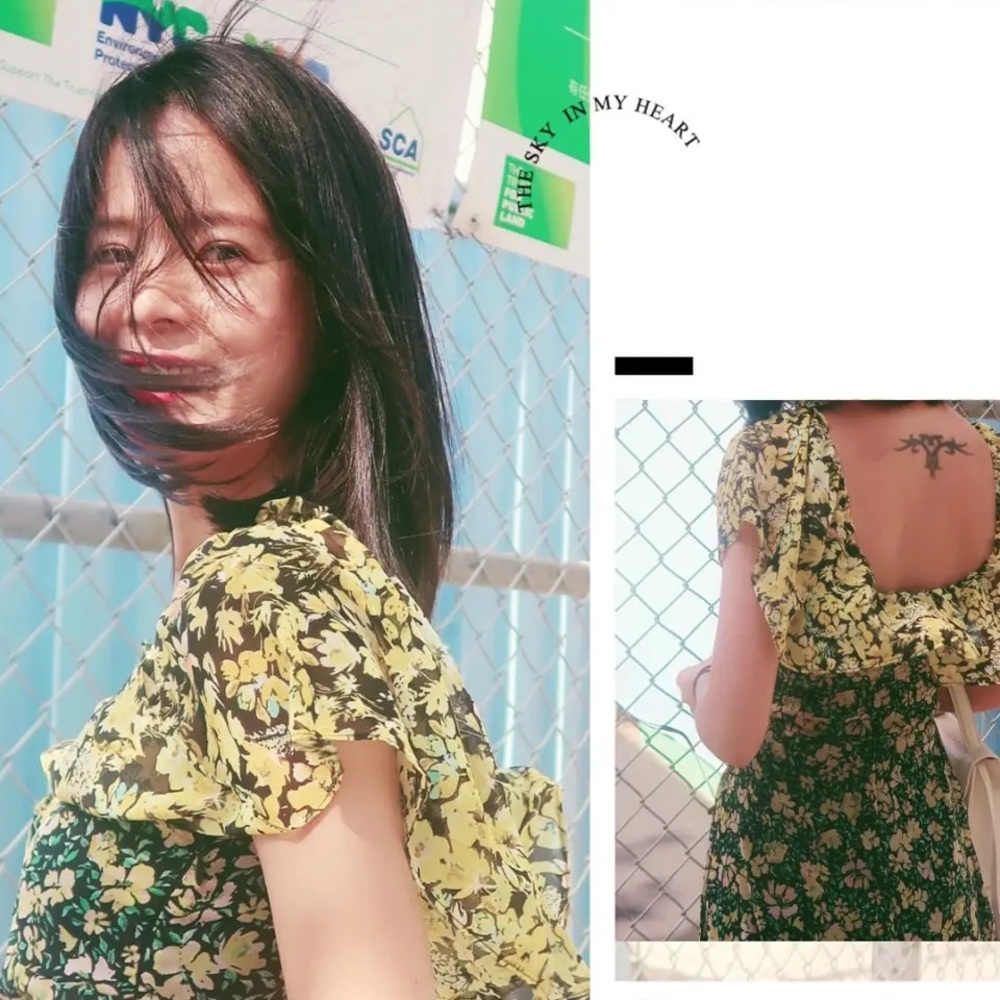 Zara Yellow and Black Floral Backless Dress